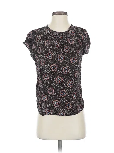 Pre-owned H&m Short Sleeve Blouse In Black