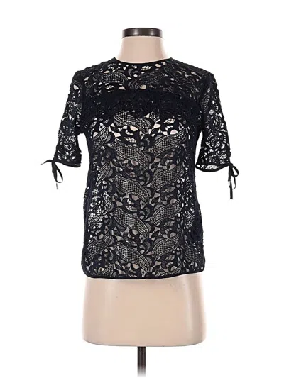 Pre-owned H&m Short Sleeve Blouse In Black