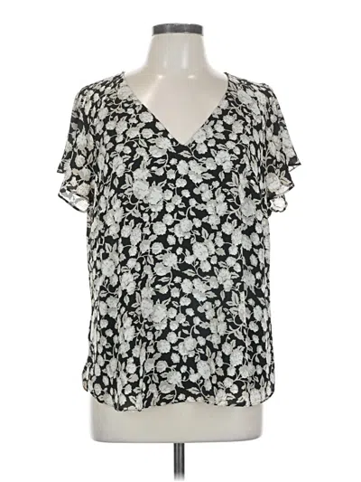 Pre-owned H&m Short Sleeve Blouse In Black