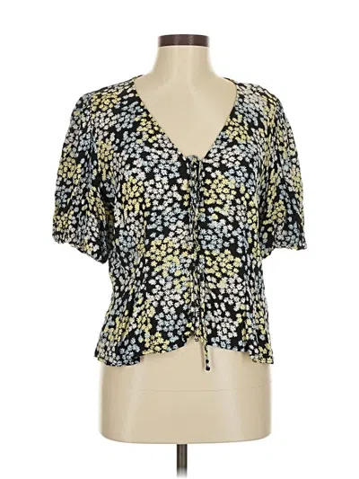 Pre-owned H&m Short Sleeve Blouse In Black