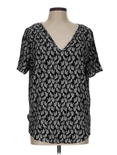Pre-owned H&m Short Sleeve Blouse In Black