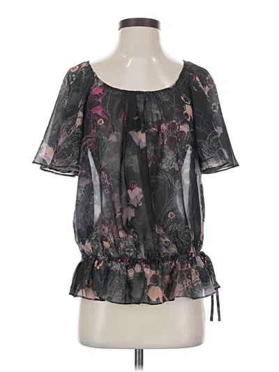 Pre-owned H&m Short Sleeve Blouse In Black