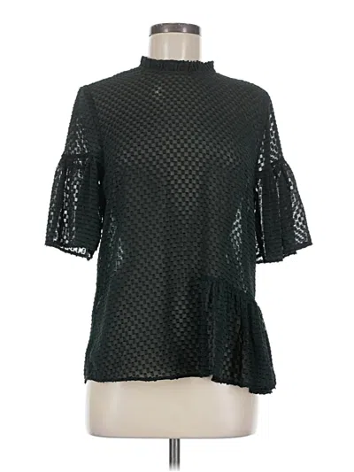 Pre-owned H&m Short Sleeve Blouse In Black