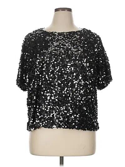 Pre-owned H&m Short Sleeve Blouse In Black