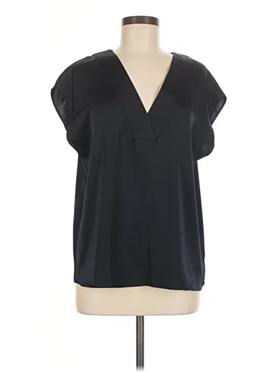 Pre-owned H&m Short Sleeve Blouse In Black