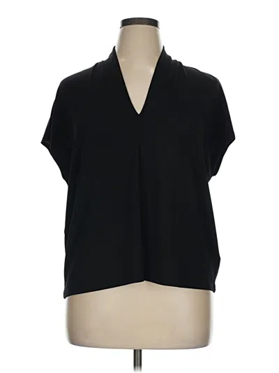 Pre-owned H&m Short Sleeve Blouse In Black