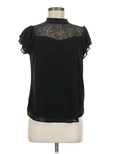 Pre-owned H&m Short Sleeve Blouse In Black
