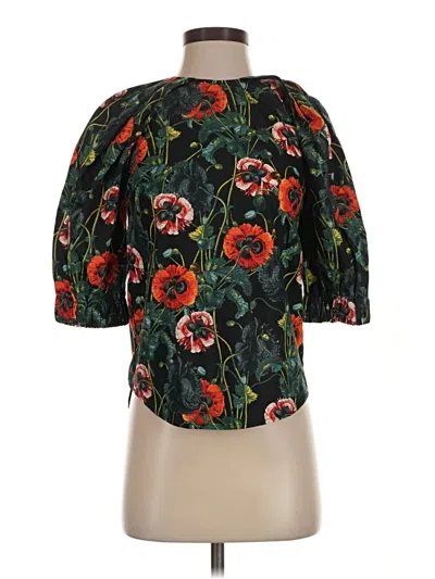 Pre-owned H&m Short Sleeve Blouse In Black