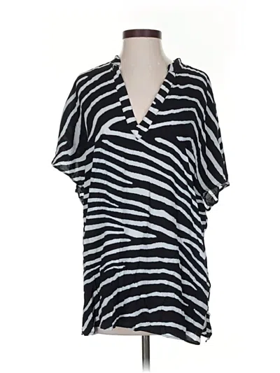 Pre-owned H&m Short Sleeve Blouse In Black