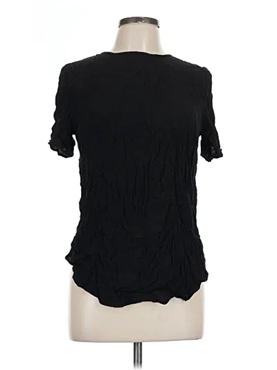 Pre-owned H&m Short Sleeve Blouse In Black
