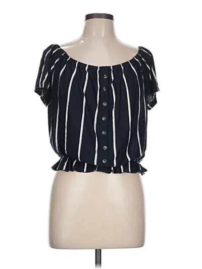 Pre-owned H&m Short Sleeve Blouse In Black