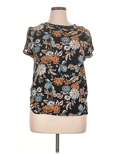Pre-owned H&m Short Sleeve Blouse In Black