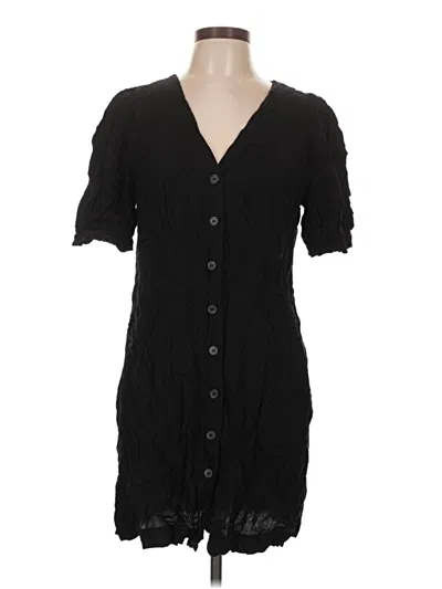 Pre-owned H&m Short Sleeve Blouse In Black