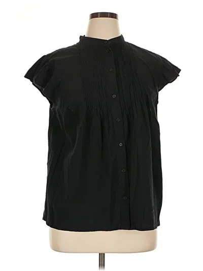 Pre-owned H&m Short Sleeve Blouse In Black