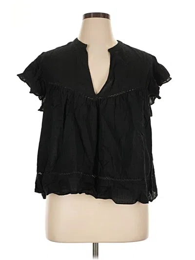 Pre-owned H&m Short Sleeve Blouse In Black