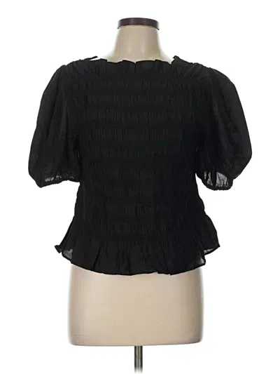 Pre-owned H&m Short Sleeve Blouse In Black