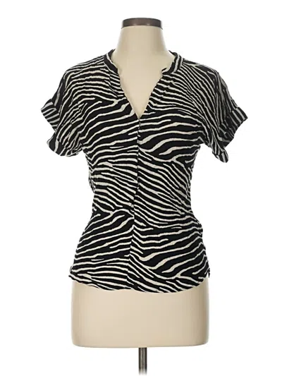 Pre-owned H&m Short Sleeve Blouse In Black