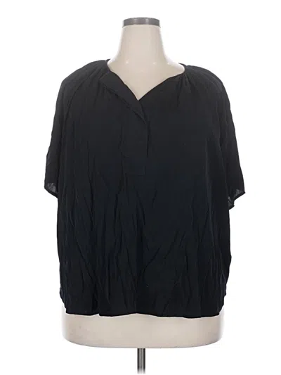 Pre-owned H&m Short Sleeve Blouse In Black