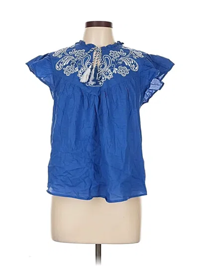 Pre-owned H&m Short Sleeve Blouse In Blue