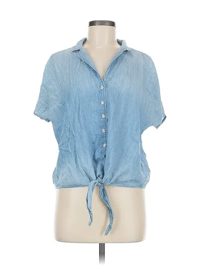 Pre-owned H&m Short Sleeve Blouse In Blue