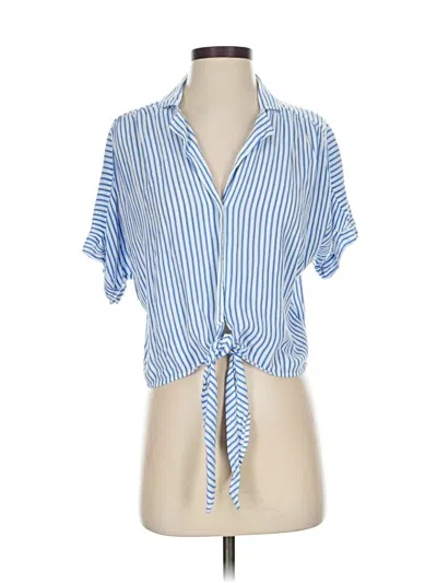 Pre-owned H&m Short Sleeve Blouse In Blue