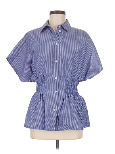 Pre-owned H&m Short Sleeve Blouse In Blue