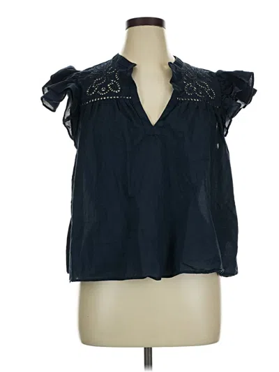 Pre-owned H&m Short Sleeve Blouse In Blue