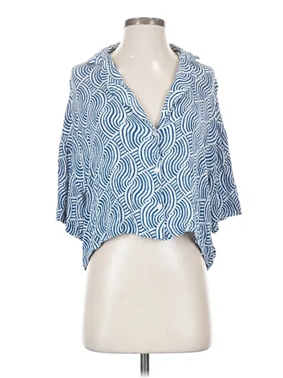 Pre-owned H&m Short Sleeve Blouse In Blue