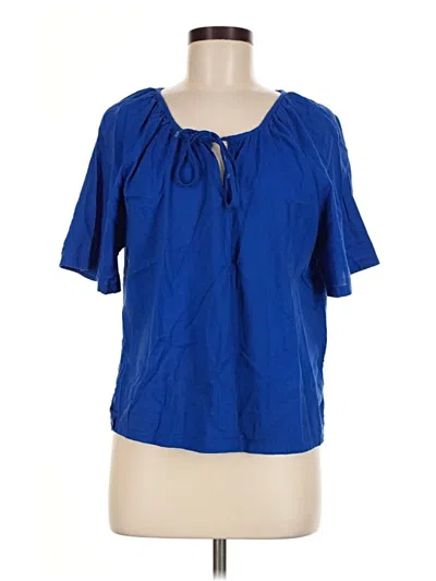 Pre-owned H&m Short Sleeve Blouse In Blue