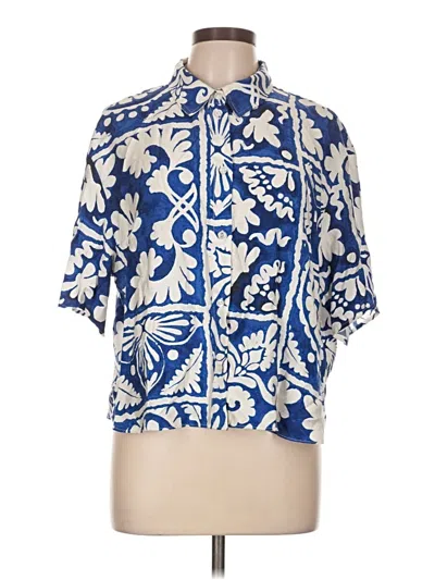 Pre-owned H&m Short Sleeve Blouse In Blue