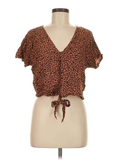 Pre-owned H&m Short Sleeve Blouse In Brown