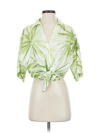Pre-owned H&m Short Sleeve Blouse In Green