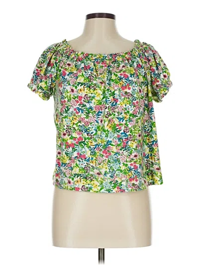 Pre-owned H&m Short Sleeve Blouse In Green