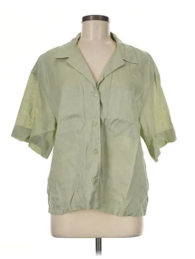 Pre-owned H&m Short Sleeve Blouse In Green