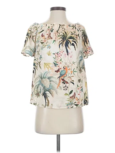H&m Short Sleeve Blouse In Ivory