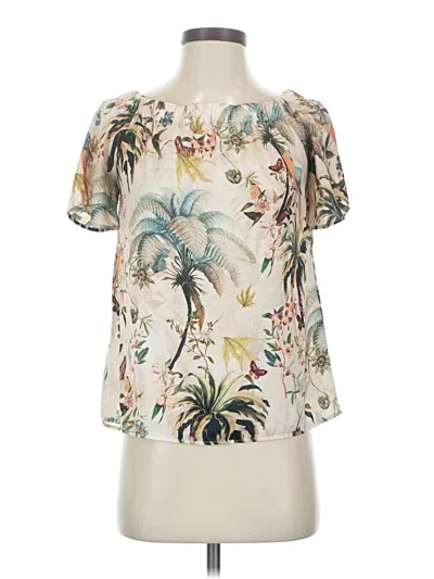 Pre-owned H&m Short Sleeve Blouse In Ivory