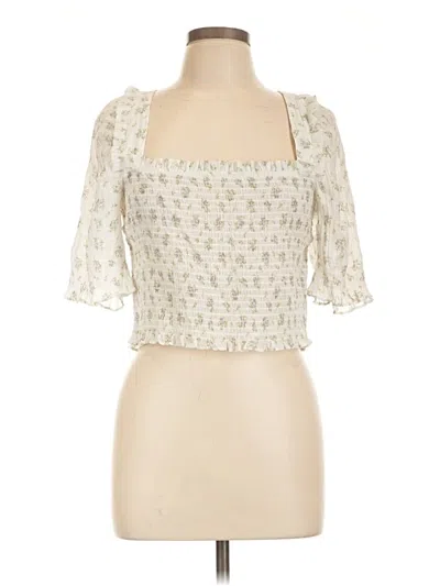 Pre-owned H&m Short Sleeve Blouse In Ivory