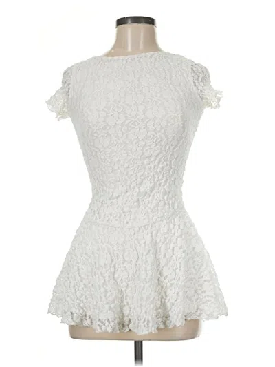 Pre-owned H&m Short Sleeve Blouse In Ivory