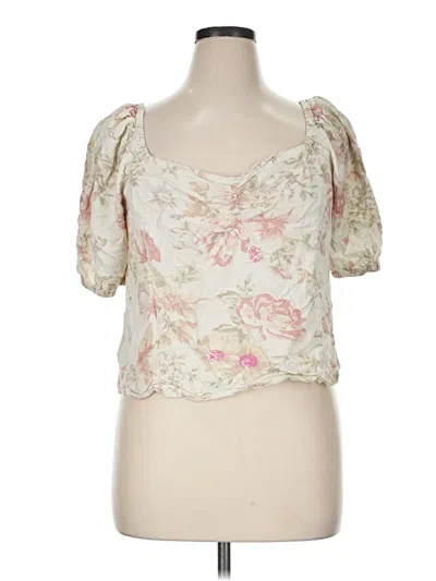 Pre-owned H&m Short Sleeve Blouse In Ivory