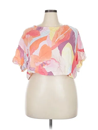 Pre-owned H&m Short Sleeve Blouse In Pink