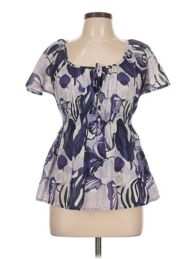 Pre-owned H&m Short Sleeve Blouse In Purple