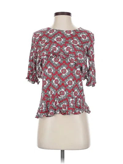 Pre-owned H&m Short Sleeve Blouse In Red