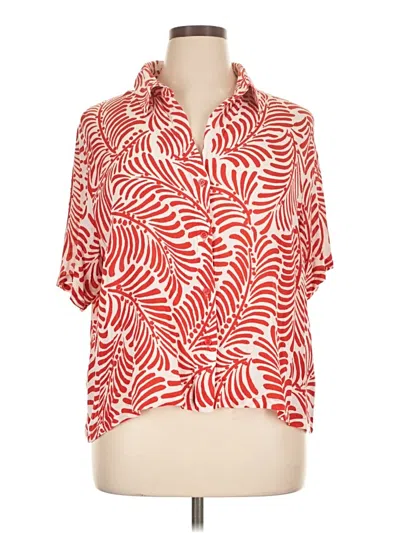 Pre-owned H&m Short Sleeve Blouse In Red