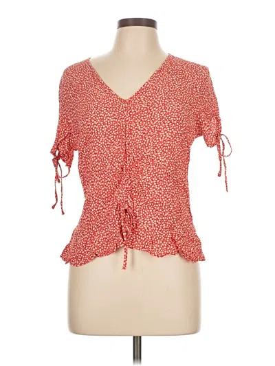 Pre-owned H&m Short Sleeve Blouse In Red