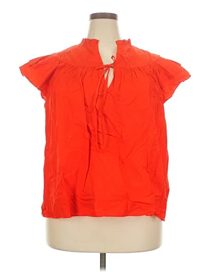 Pre-owned H&m Short Sleeve Blouse In Red
