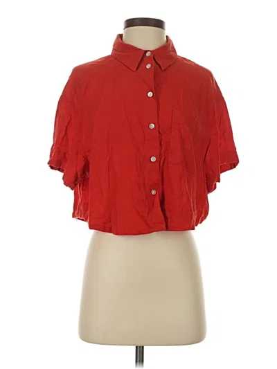 Pre-owned H&m Short Sleeve Blouse In Red
