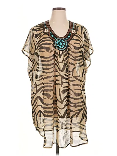 Pre-owned H&m Short Sleeve Blouse In Tan