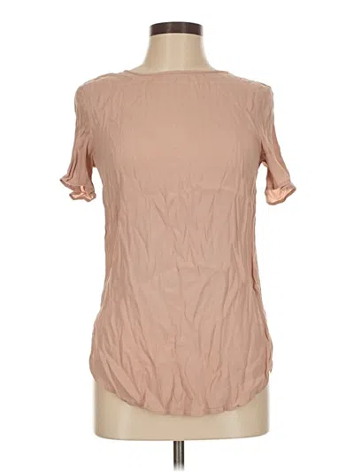 Pre-owned H&m Short Sleeve Blouse In Tan