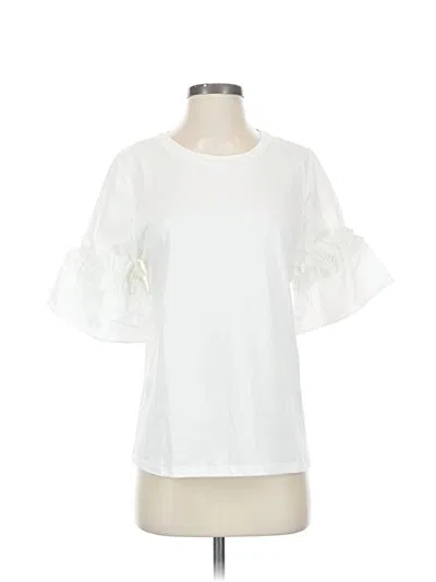 Pre-owned H&m Short Sleeve Blouse In White