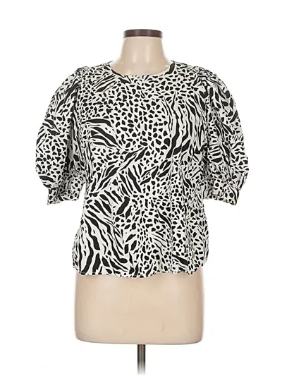 Pre-owned H&m Short Sleeve Blouse In White